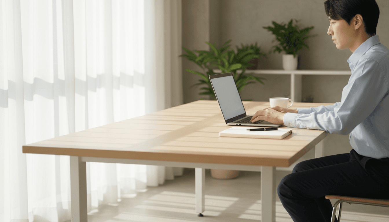 Clean energy professional working on storage solution designs at a London office workspace